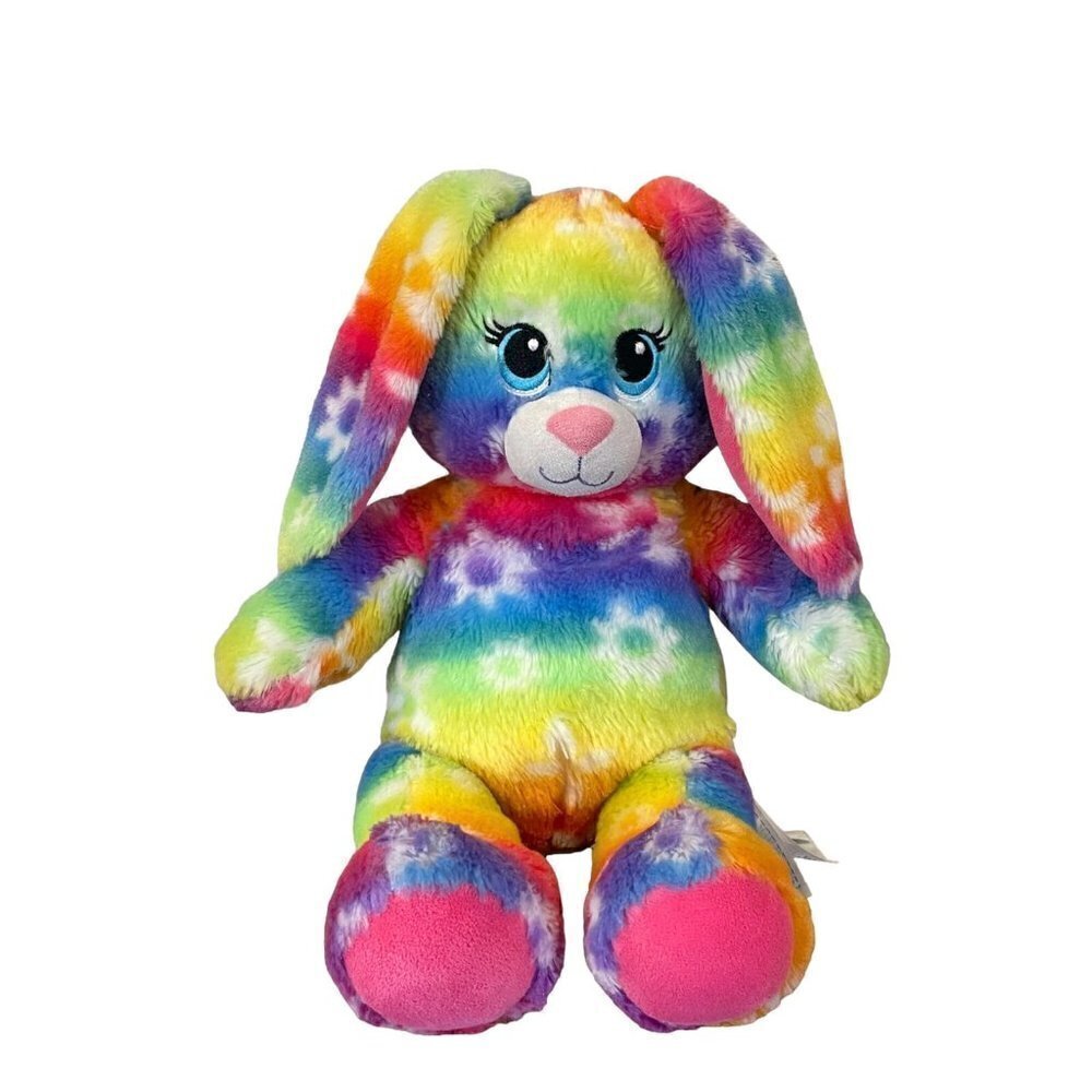 Build A Bear Bright Blooms Bunny Rainbow Tie Dye Plush Hippie Rabbit Flowers